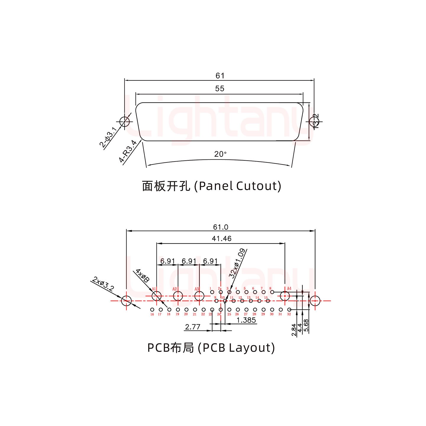 36W4公PCB直插板/鉚魚叉7.0/大電流30A