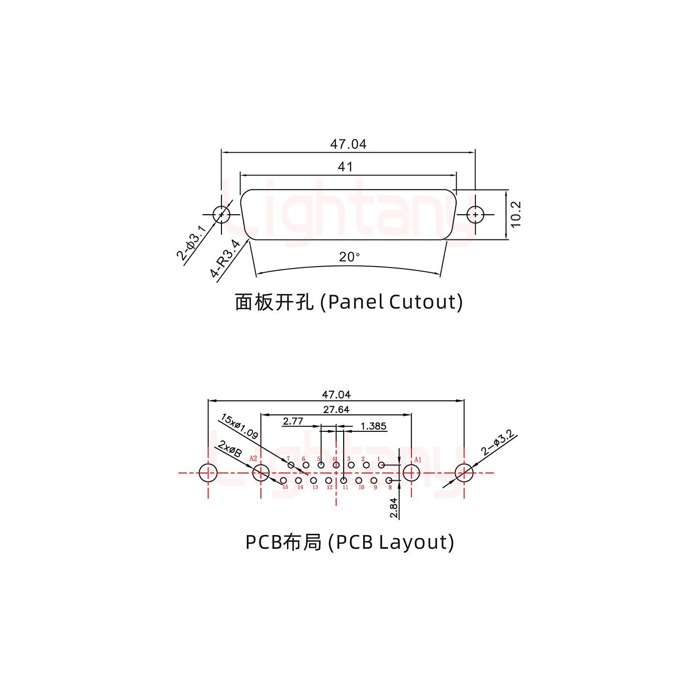 17W2母PCB直插板/鉚魚叉7.0/大電流10A