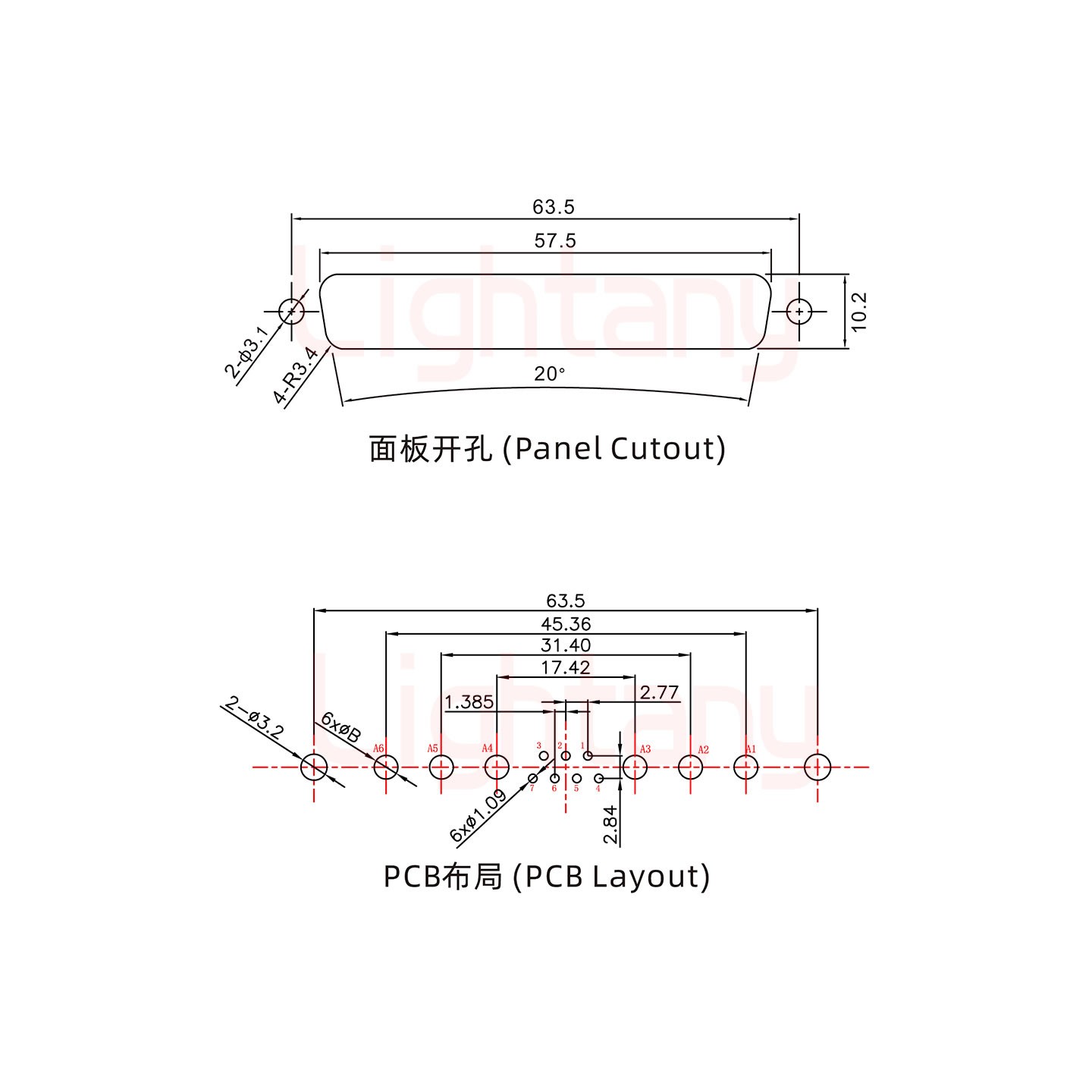 13W6A母PCB直插板/鉚魚叉7.0/大電流30A