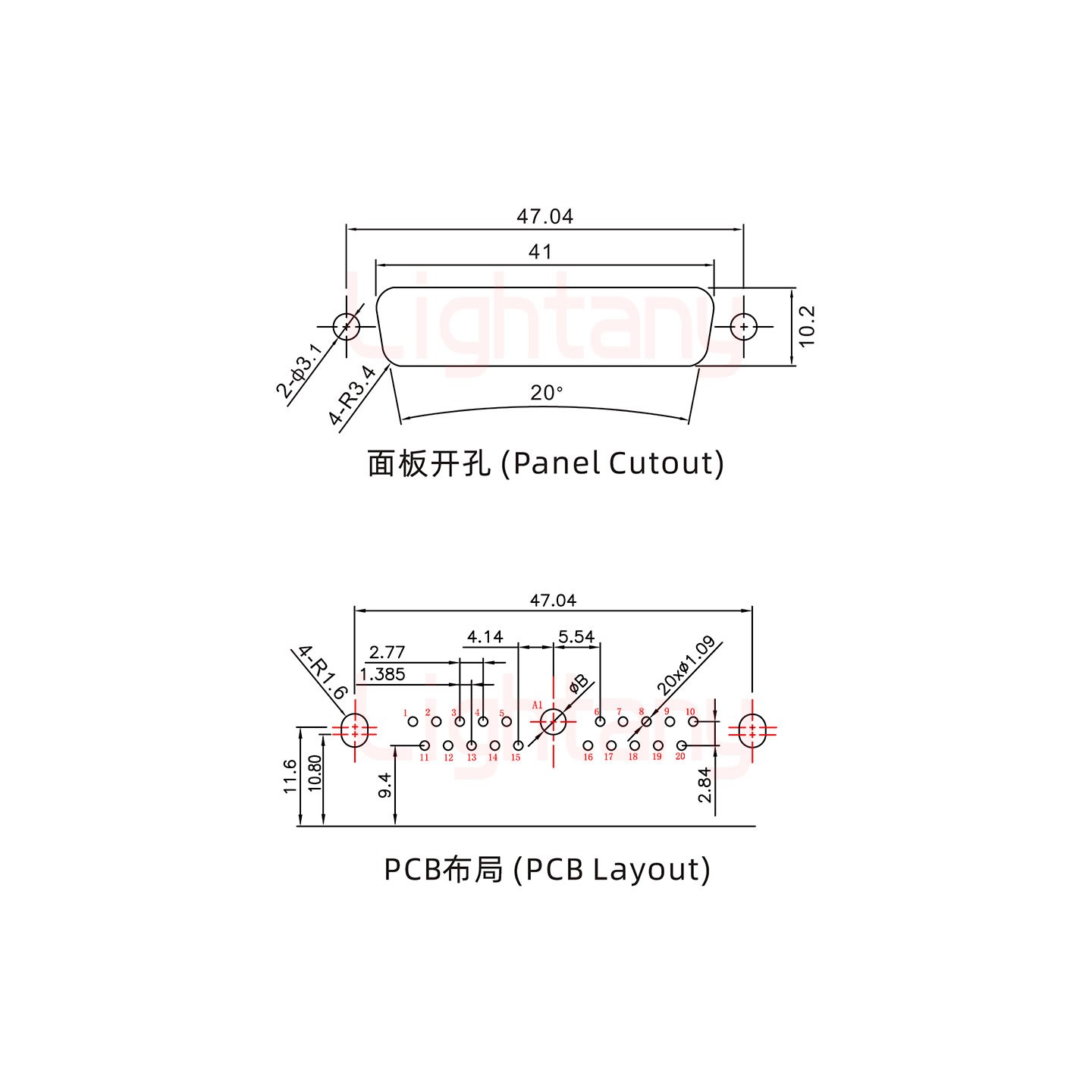 21W1公PCB彎插板/鉚支架10.8/大電流40A