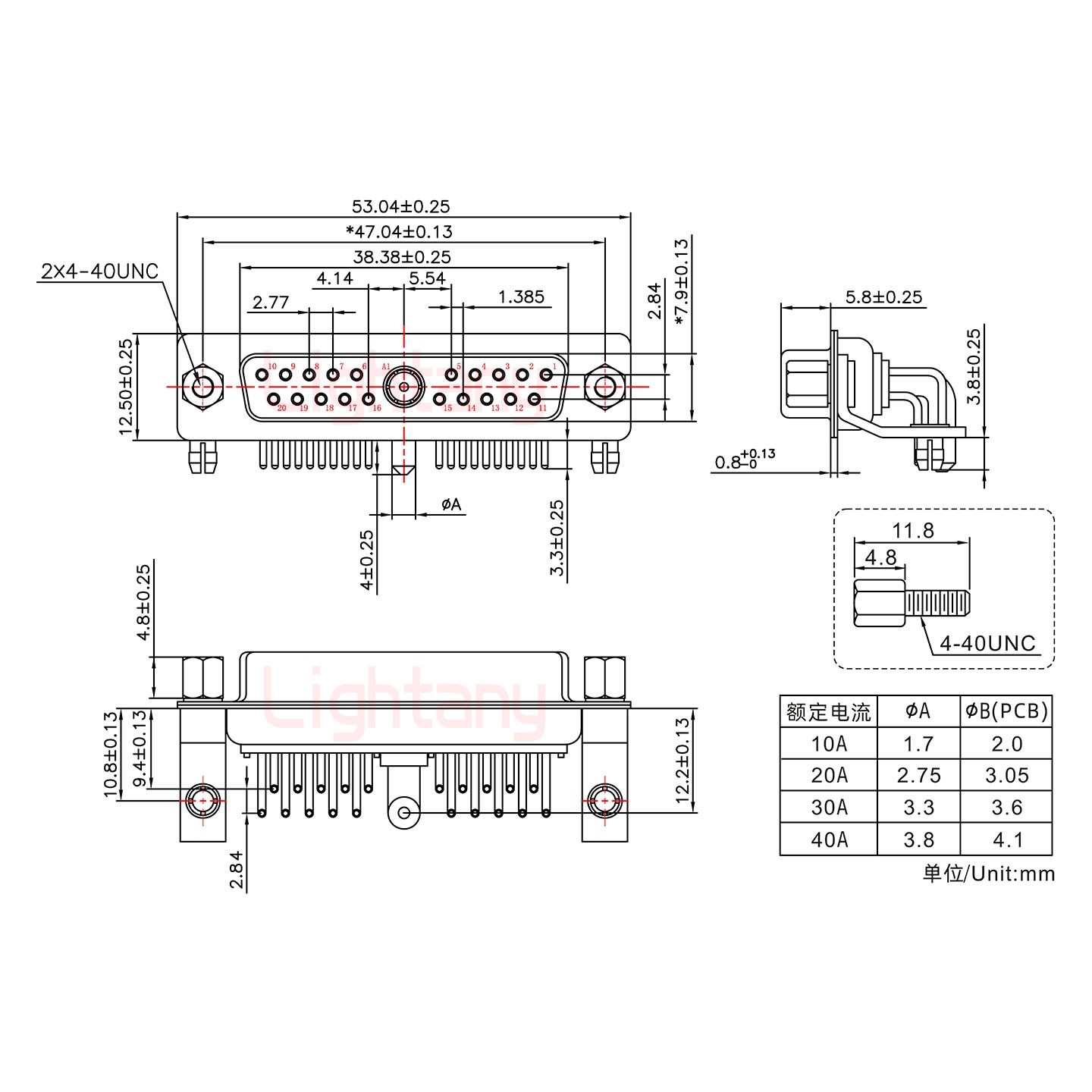 21W1母PCB彎插板/鉚支架10.8/大電流40A