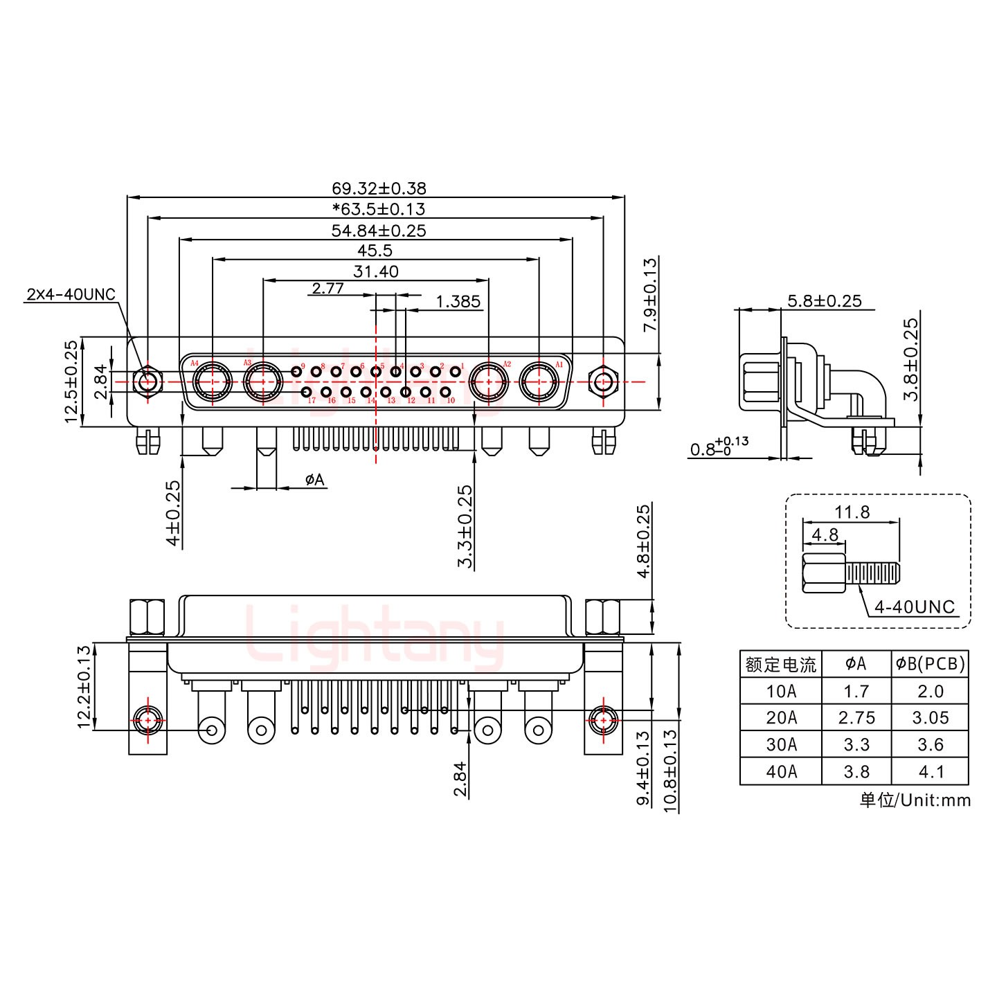 21W4母PCB彎插板/鉚支架10.8/大電流40A