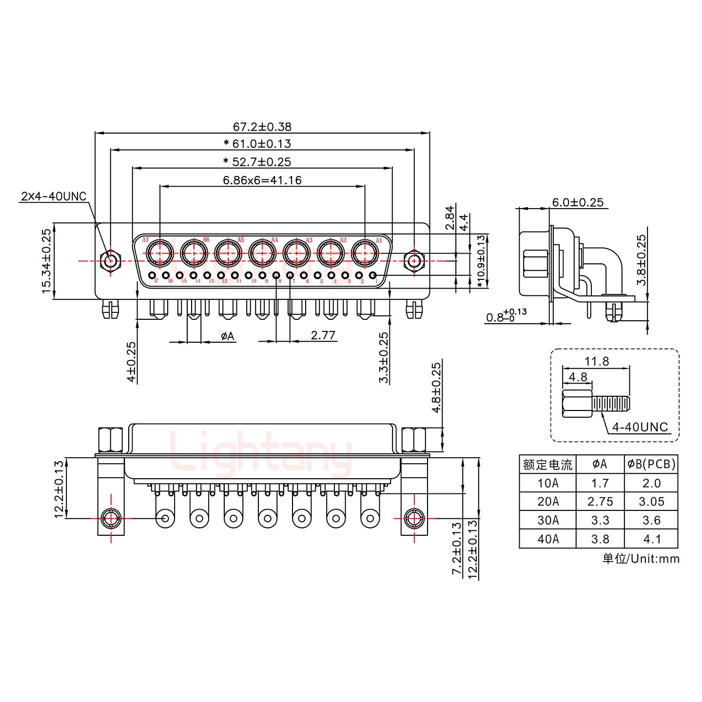 24W7母PCB彎插板/鉚支架12.2/大電流40A