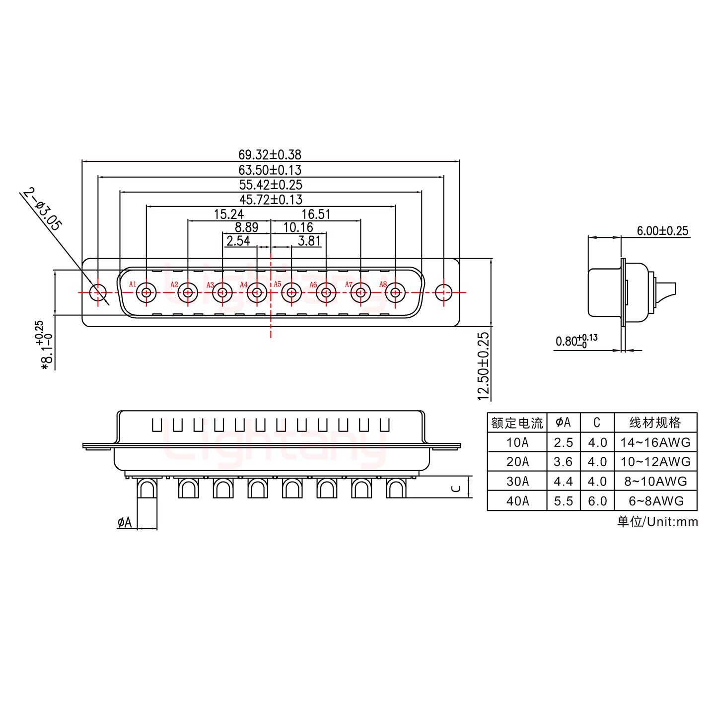 8W8公短體焊線20A+37P金屬外殼967斜出線4~12mm