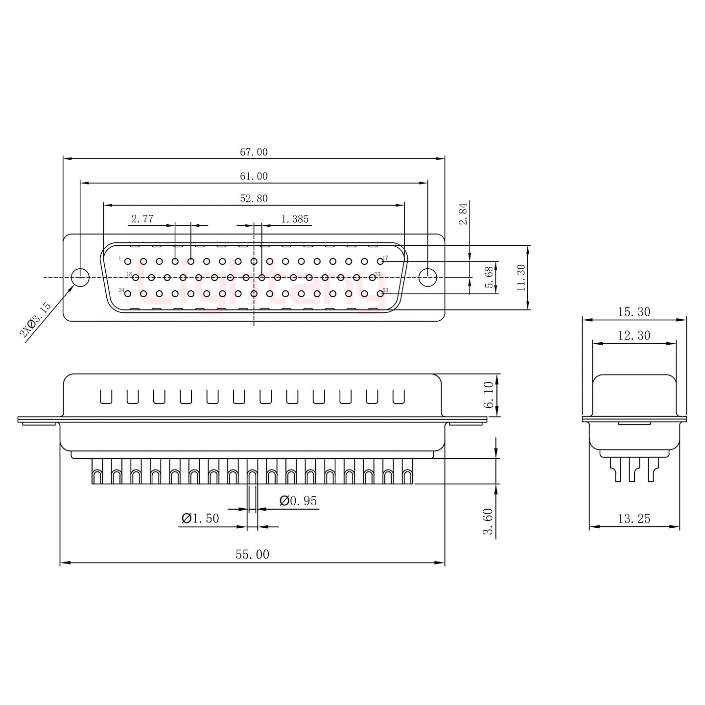 DB50公焊線(xiàn)+金屬外殼1746斜出線(xiàn)4~12mm