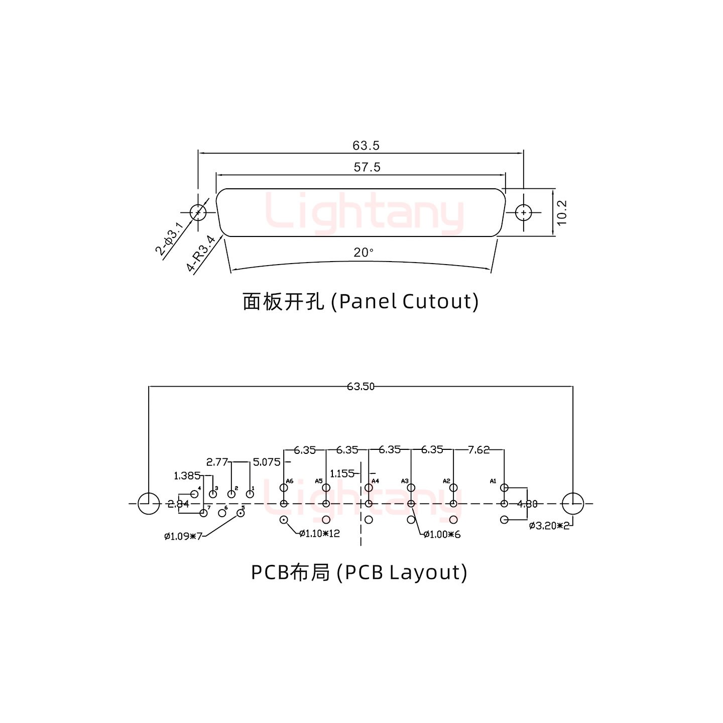 13W6B公PCB直插板/鉚魚叉7.0/射頻同軸50歐姆