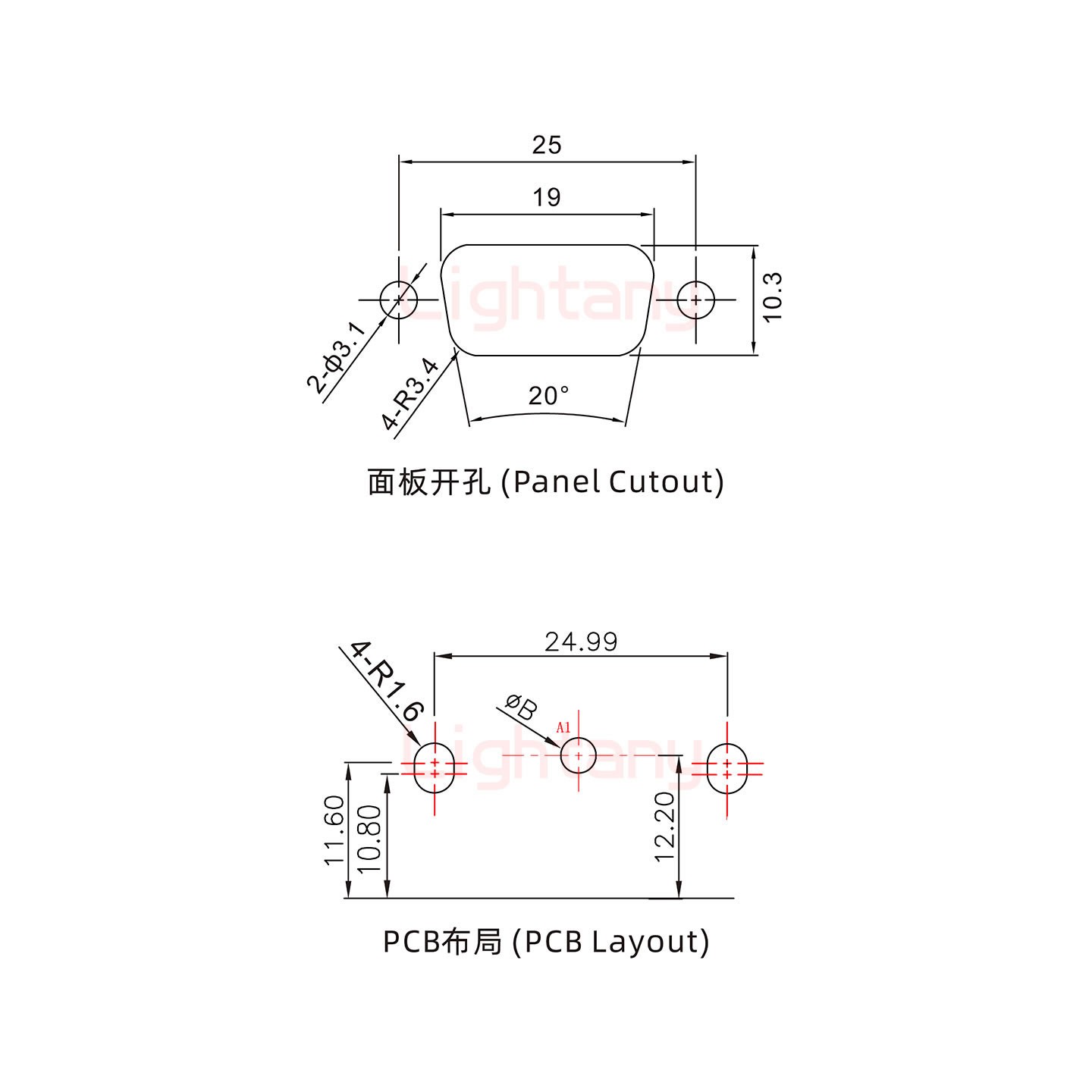 1W1公PCB彎插板/鉚支架11.6/大電流20A