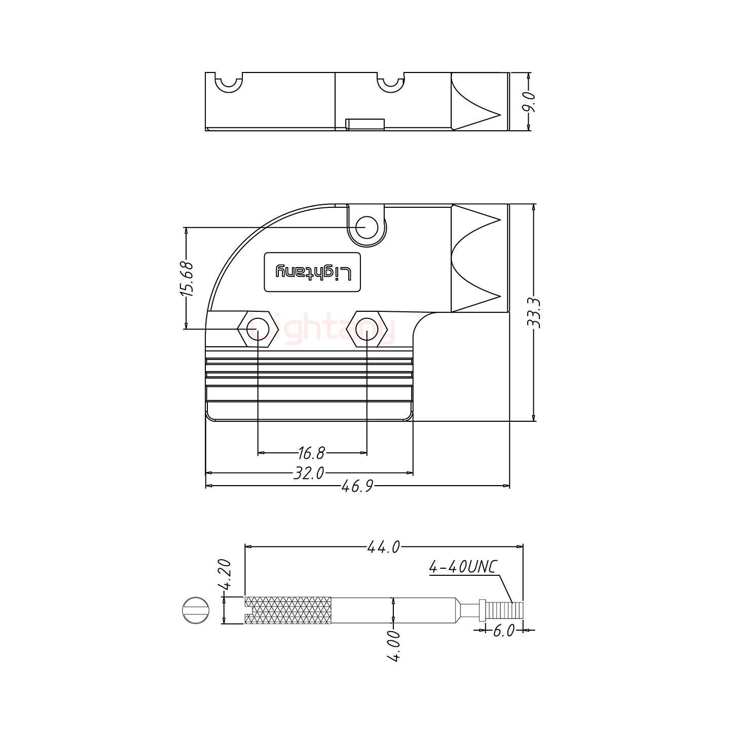 1W1公焊線式75歐姆+9P金屬外殼424彎出線4~12mm