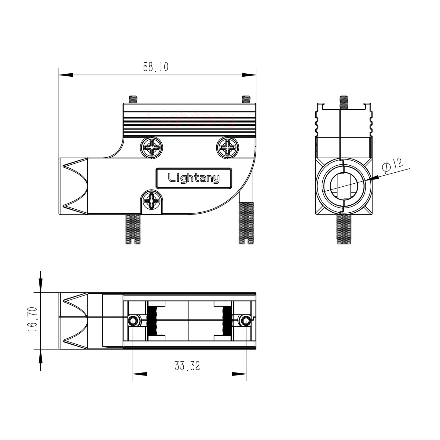 3W3公焊線式50歐姆+15P金屬外殼1443彎出線4~12mm