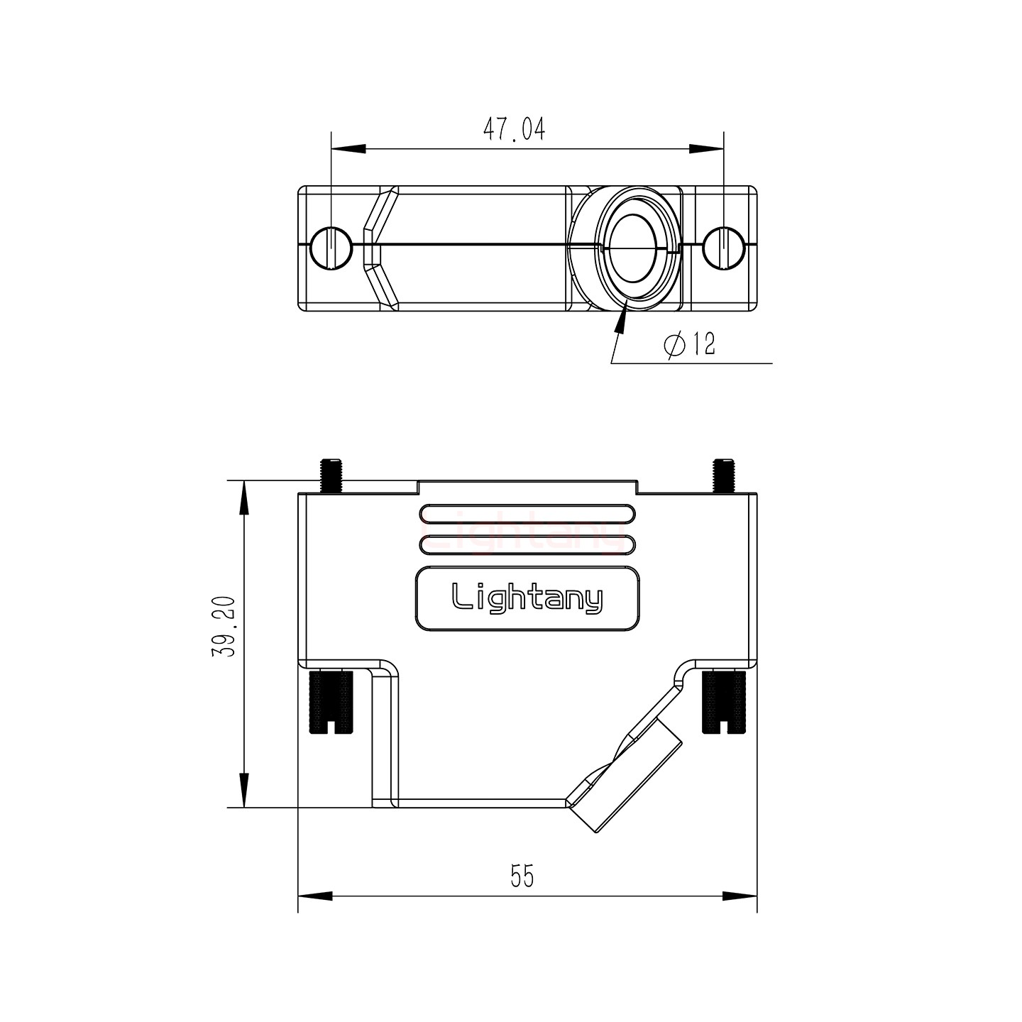 4W4公短體焊線40A+25P金屬外殼592斜出線4~12mm