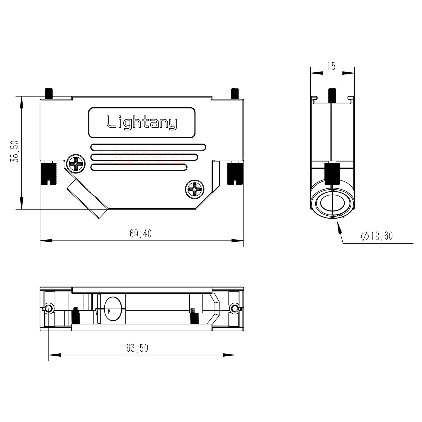 13W6A公短體焊線10A+37P金屬外殼967斜出線4~12mm