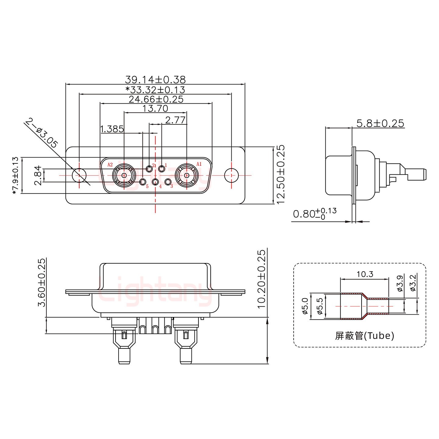 7W2母頭焊線+防水接頭/線徑5~11mm/射頻同軸50歐姆