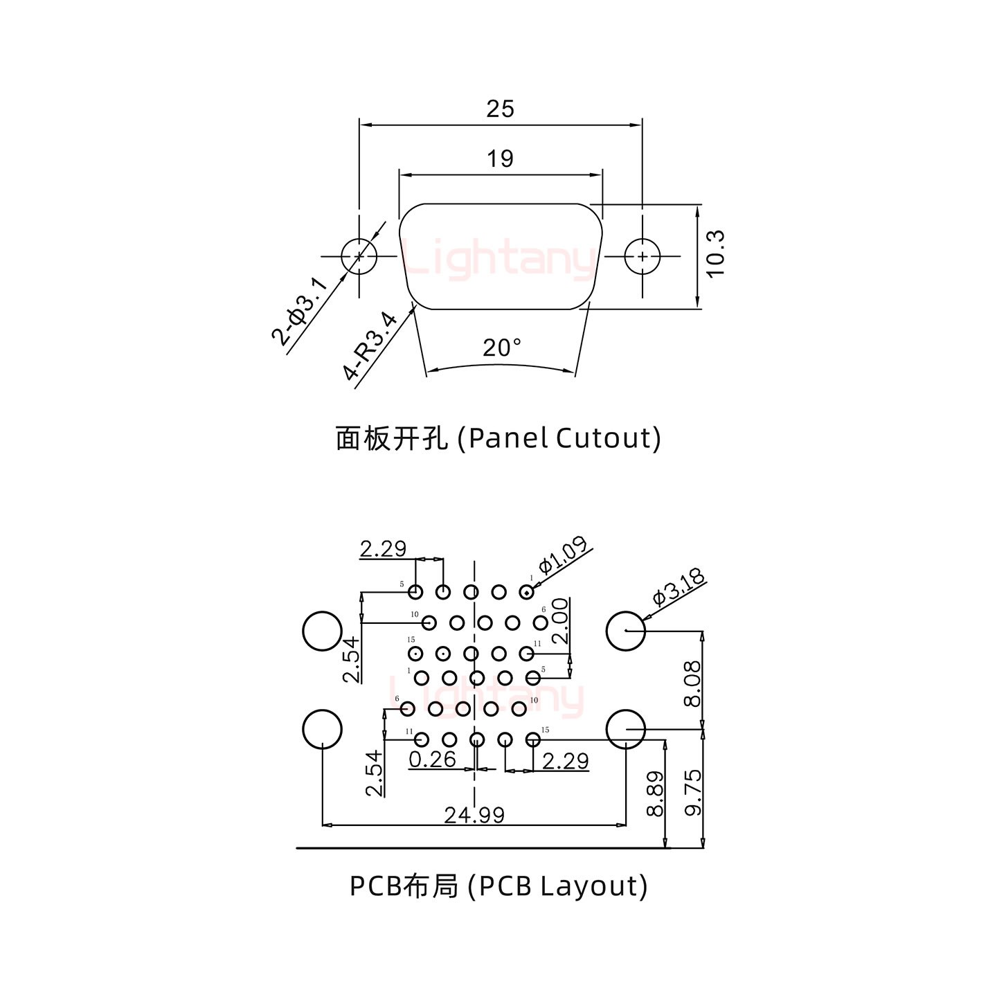 HDR15上母下公 間距15.88 雙胞胎沖針 D-SUB連接器