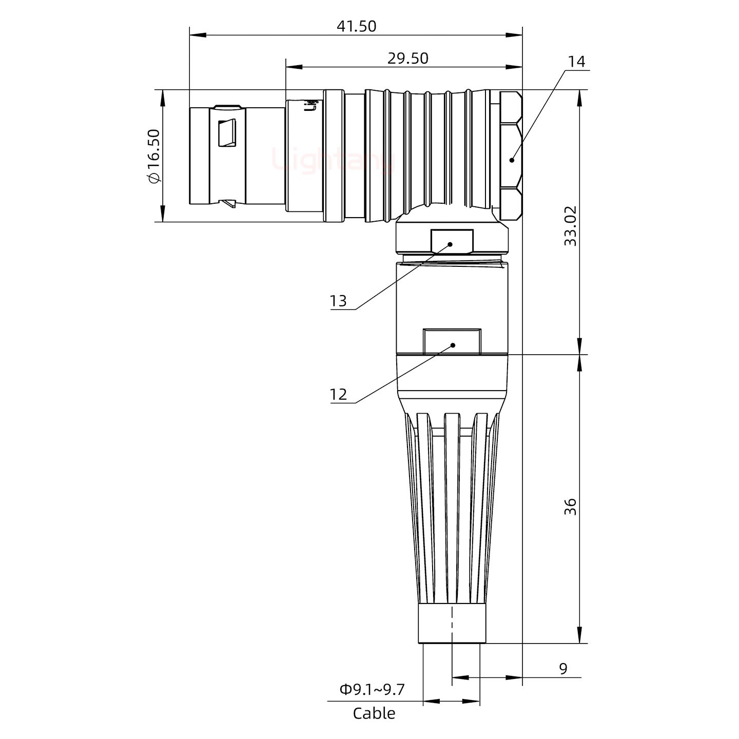 FHG.2B.003.CLAD99Z推拉自鎖帶護(hù)套彎式插頭