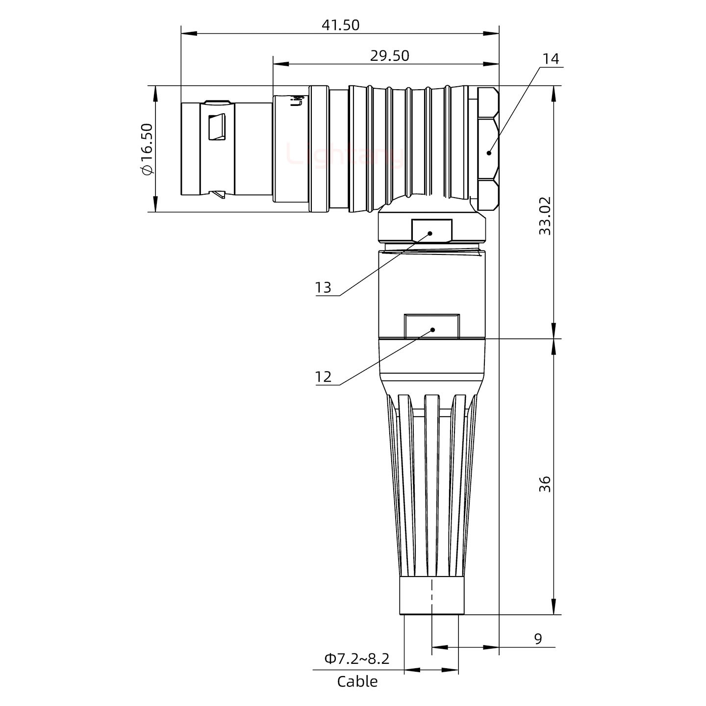 FHG.2B.008.CLAD82Z推拉自鎖帶護(hù)套彎式插頭