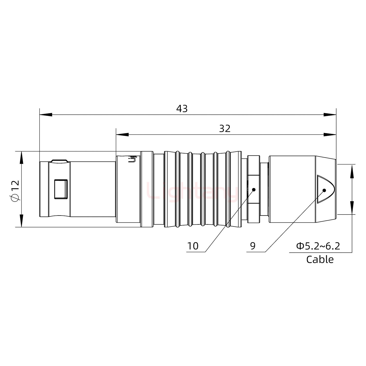 FGG.1B.012.CLAD62推拉自鎖直式插頭