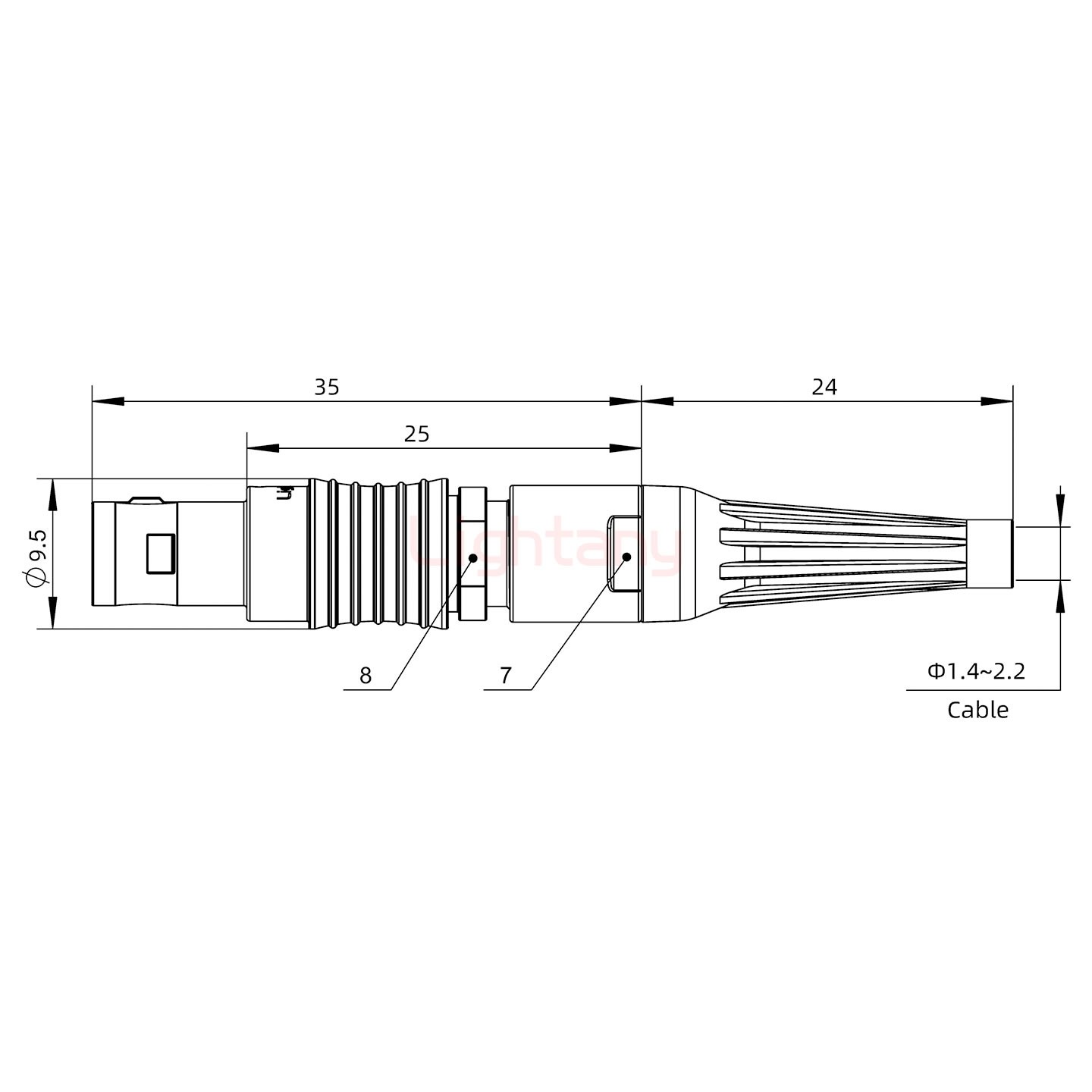 FGG.0B.007.CLAD21Z帶護套直式插頭