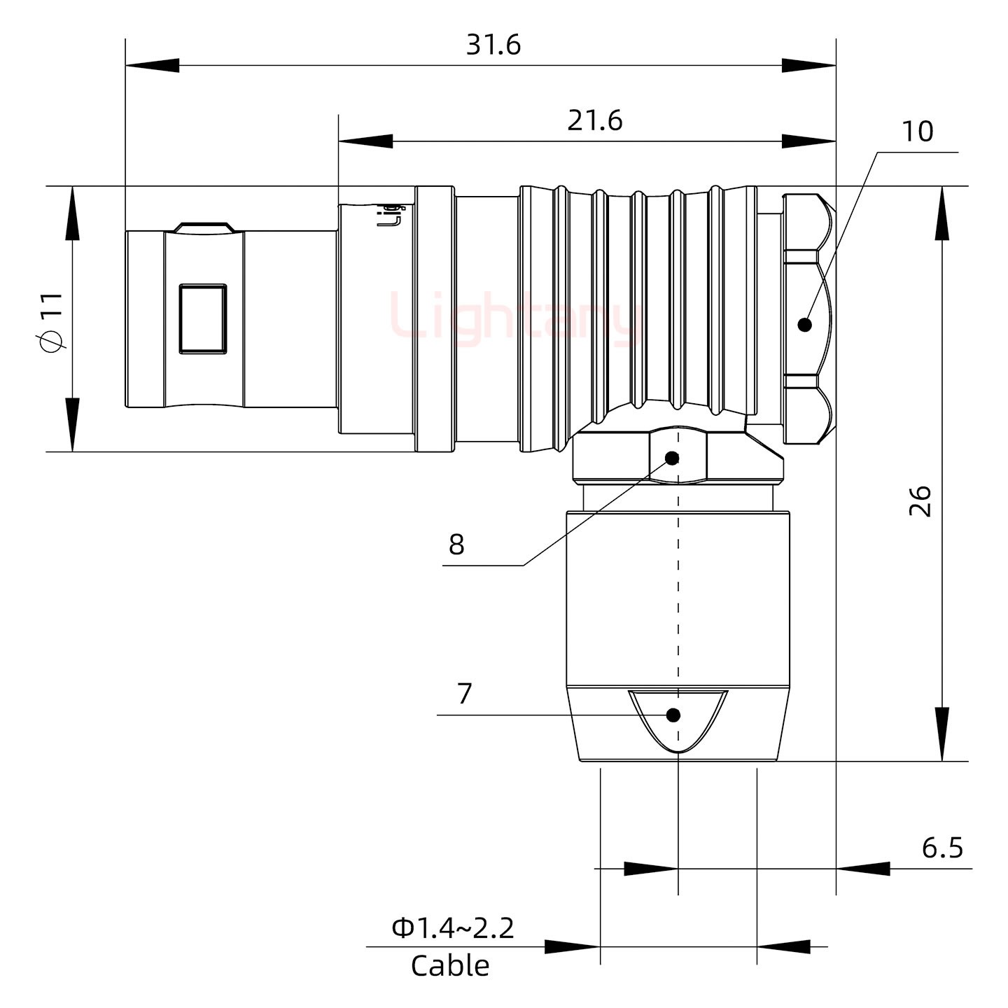 FHG.0B.004.CLAD21推拉自鎖彎式插頭