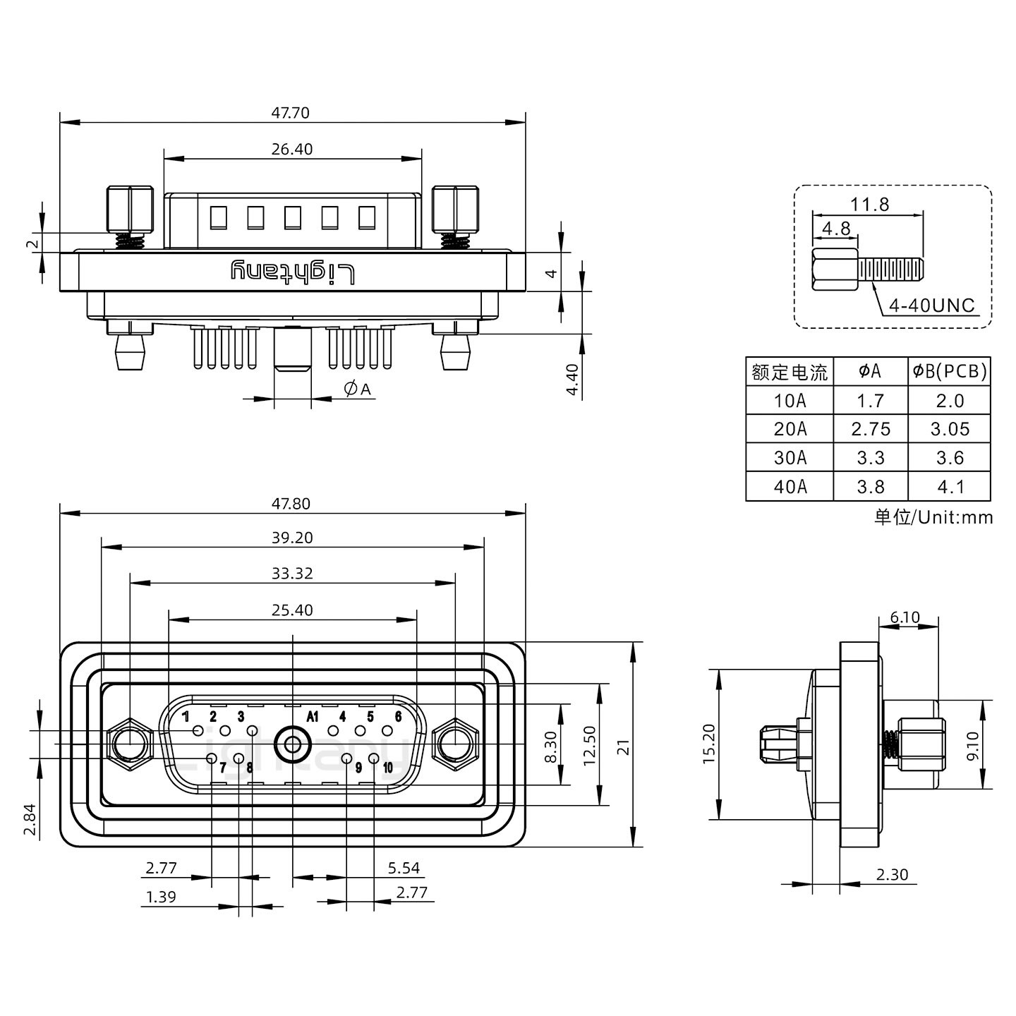 防水11W1公直插板/鉚魚(yú)叉/鎖螺絲/大電流40A