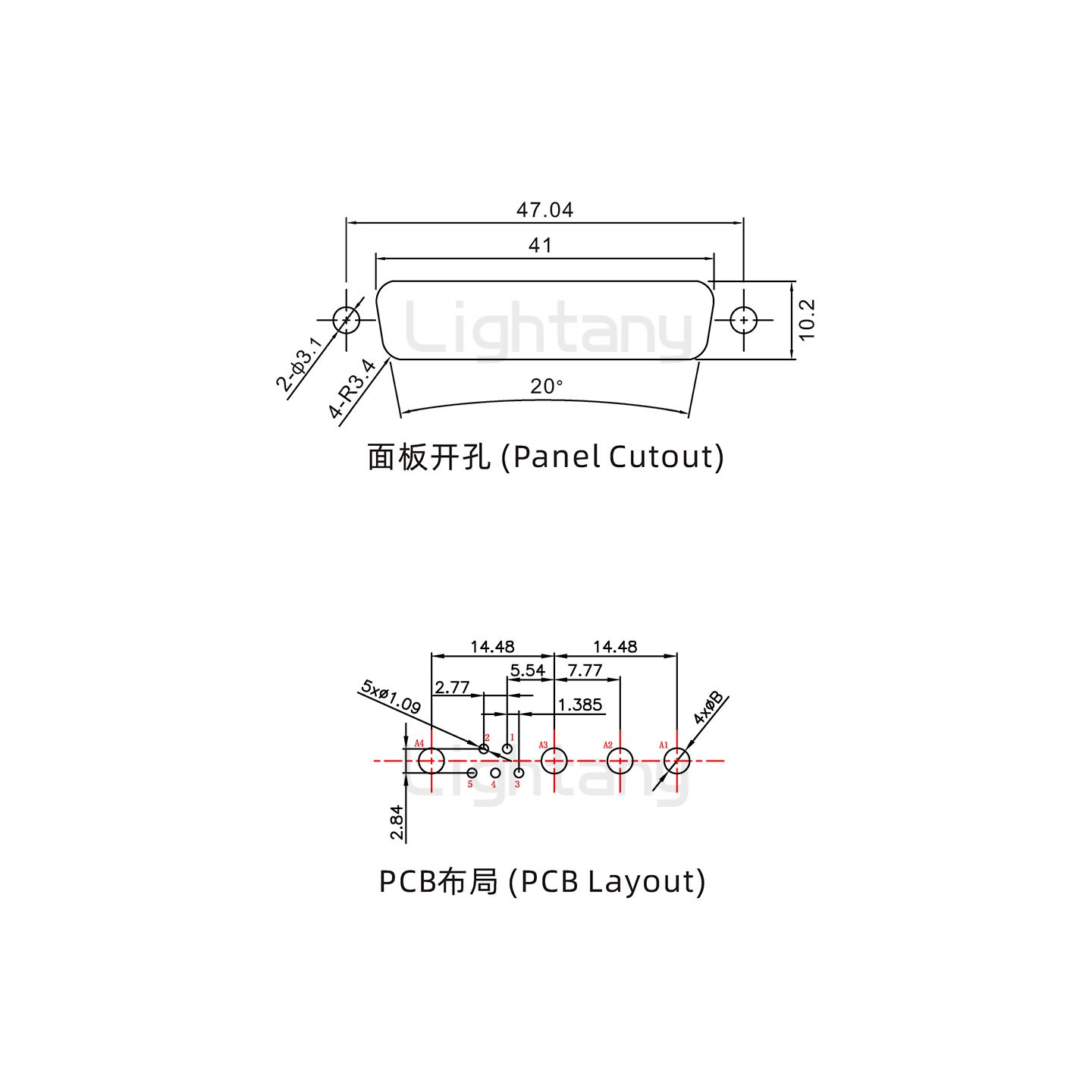 防水9W4母直插板/鎖螺絲/大電流40A