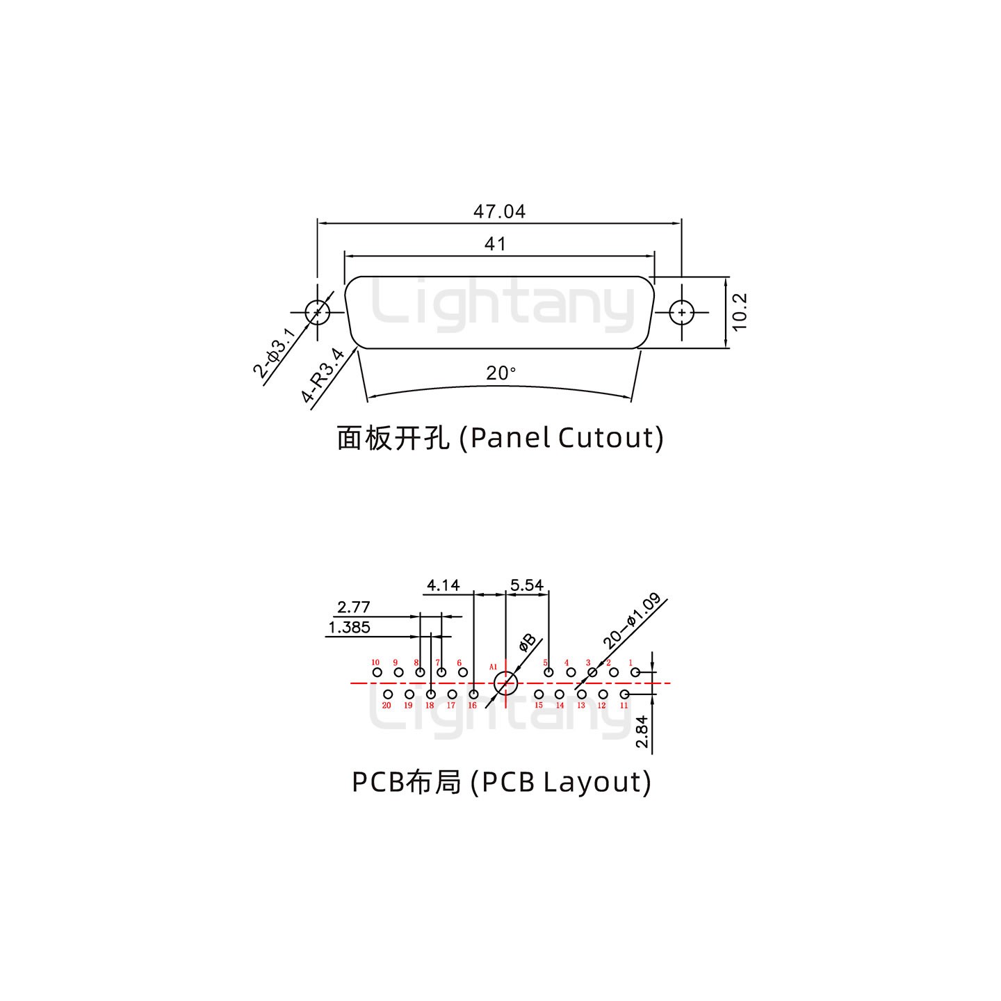 防水21W1母直插板/鎖螺絲/大電流40A