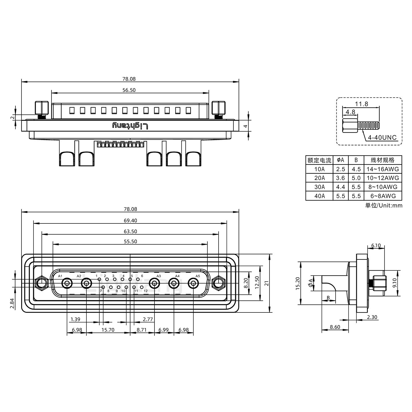 防水17W5公焊線式/鎖螺絲/大電流40A