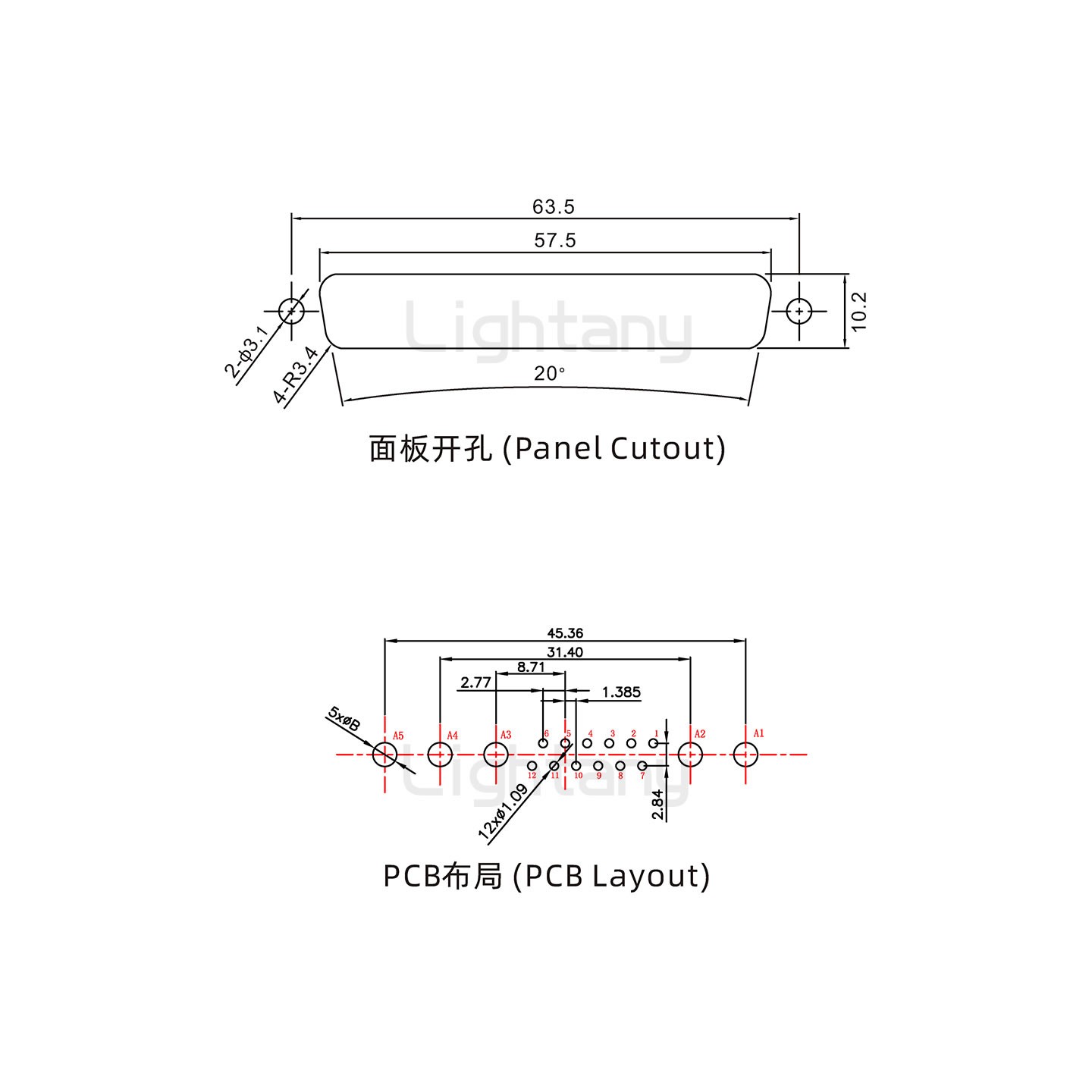 防水17W5母直插板/鎖螺絲/大電流40A