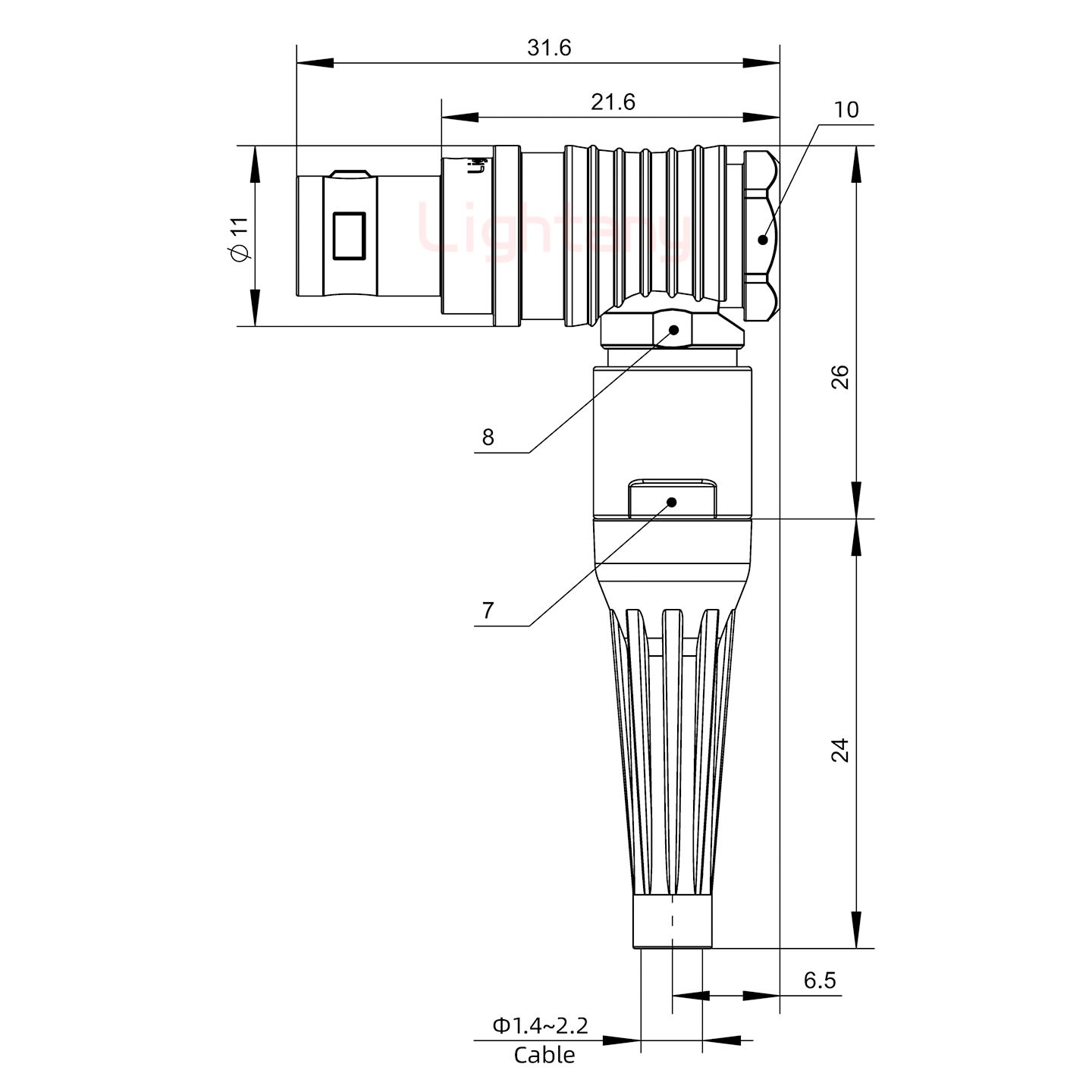 FHG.0B.006.CLAD21Z帶護(hù)套彎式插頭