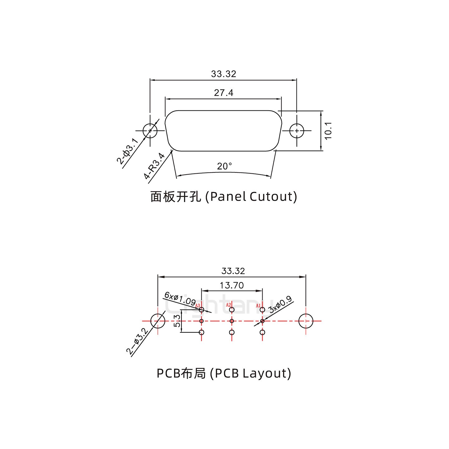 防水3W3母直插板/鉚魚叉/鎖螺絲/射頻同軸50歐姆