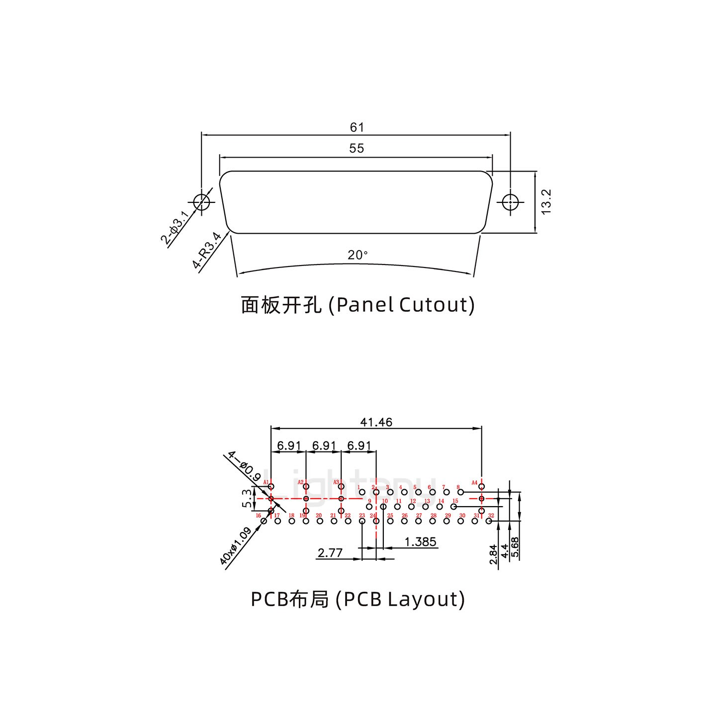 防水36W4公直插板/鎖螺絲/射頻同軸50歐姆