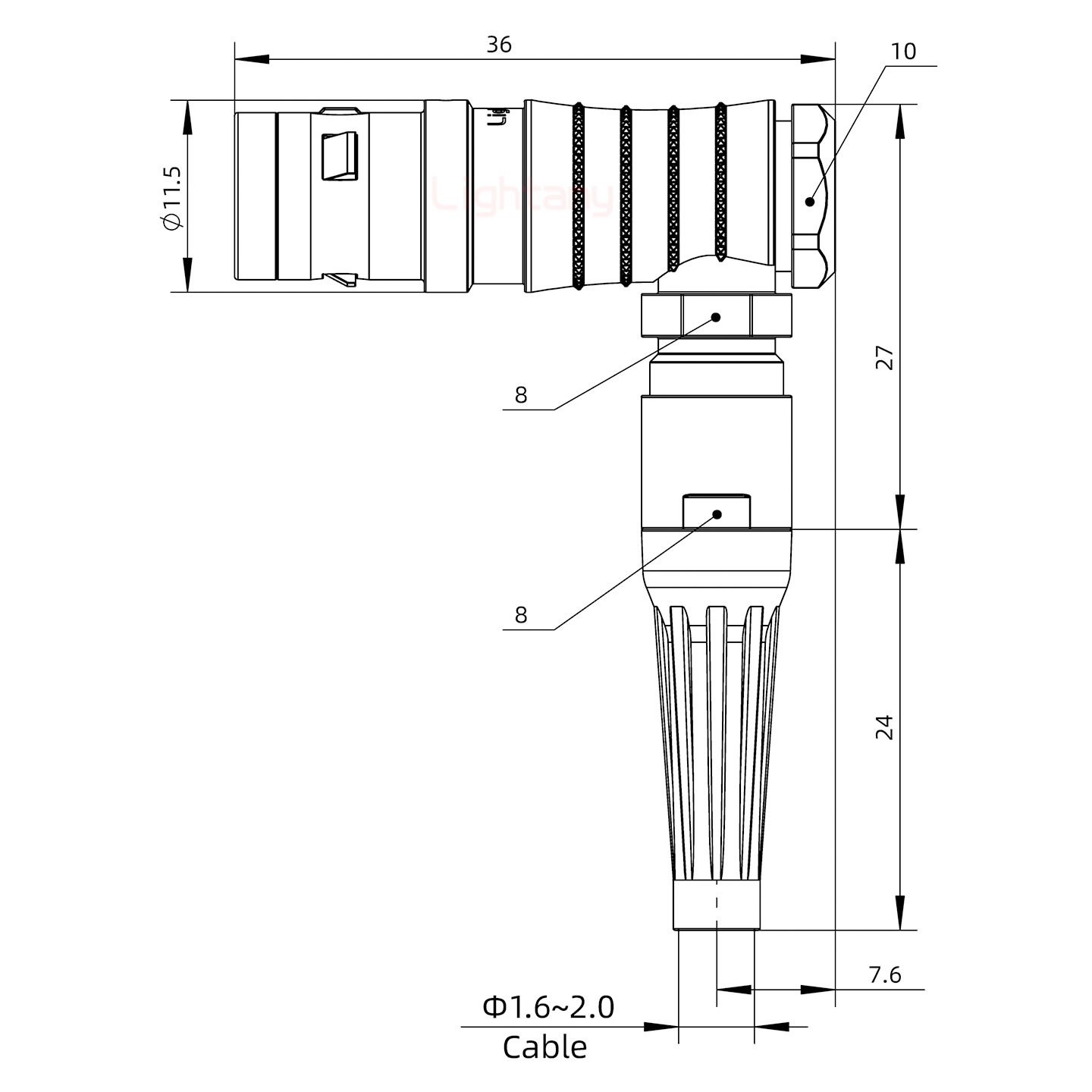 FHG.0K.009.CLAC20推拉自鎖彎式插頭