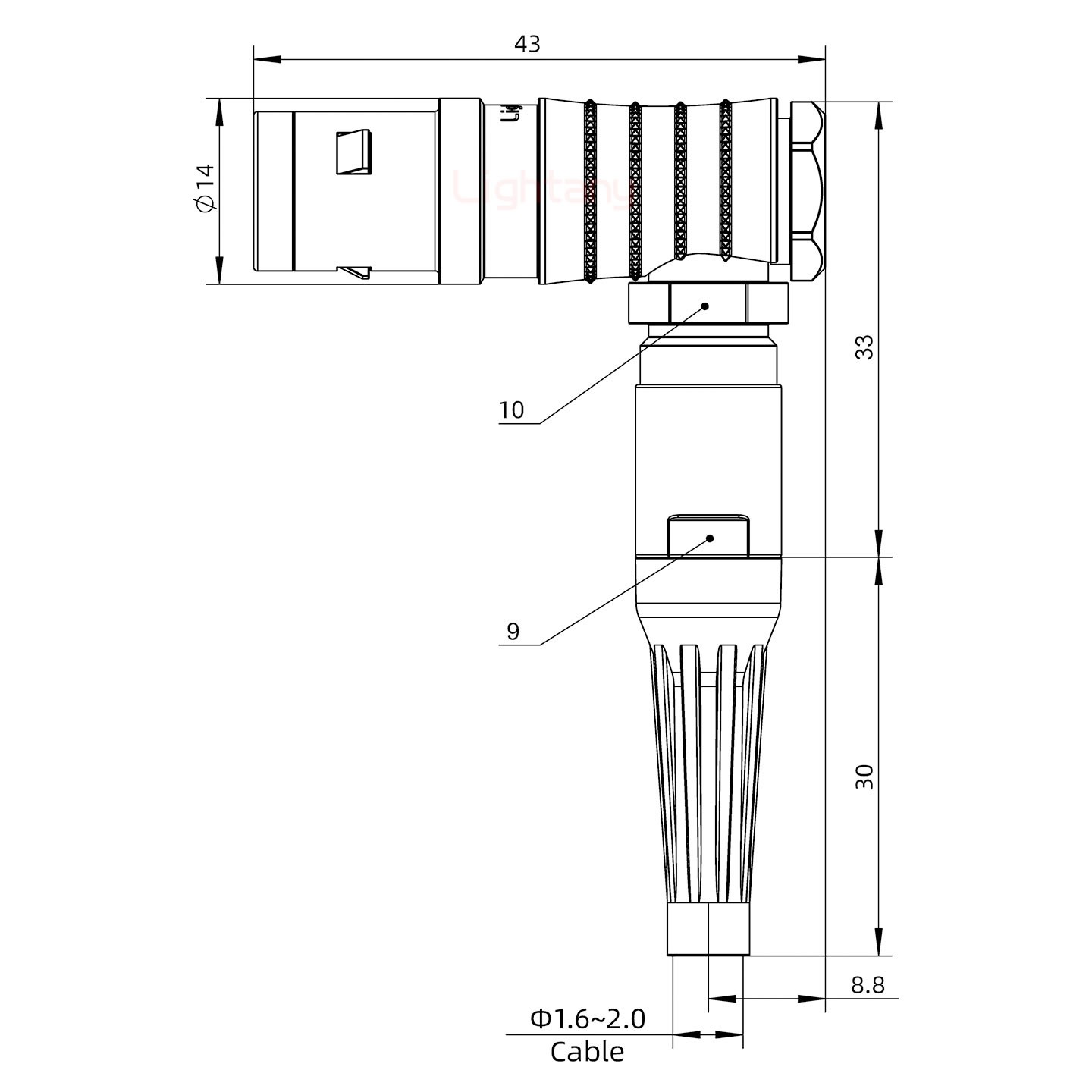 FHG.1K.002.CLAC20Z推拉自鎖帶護(hù)套彎式插頭