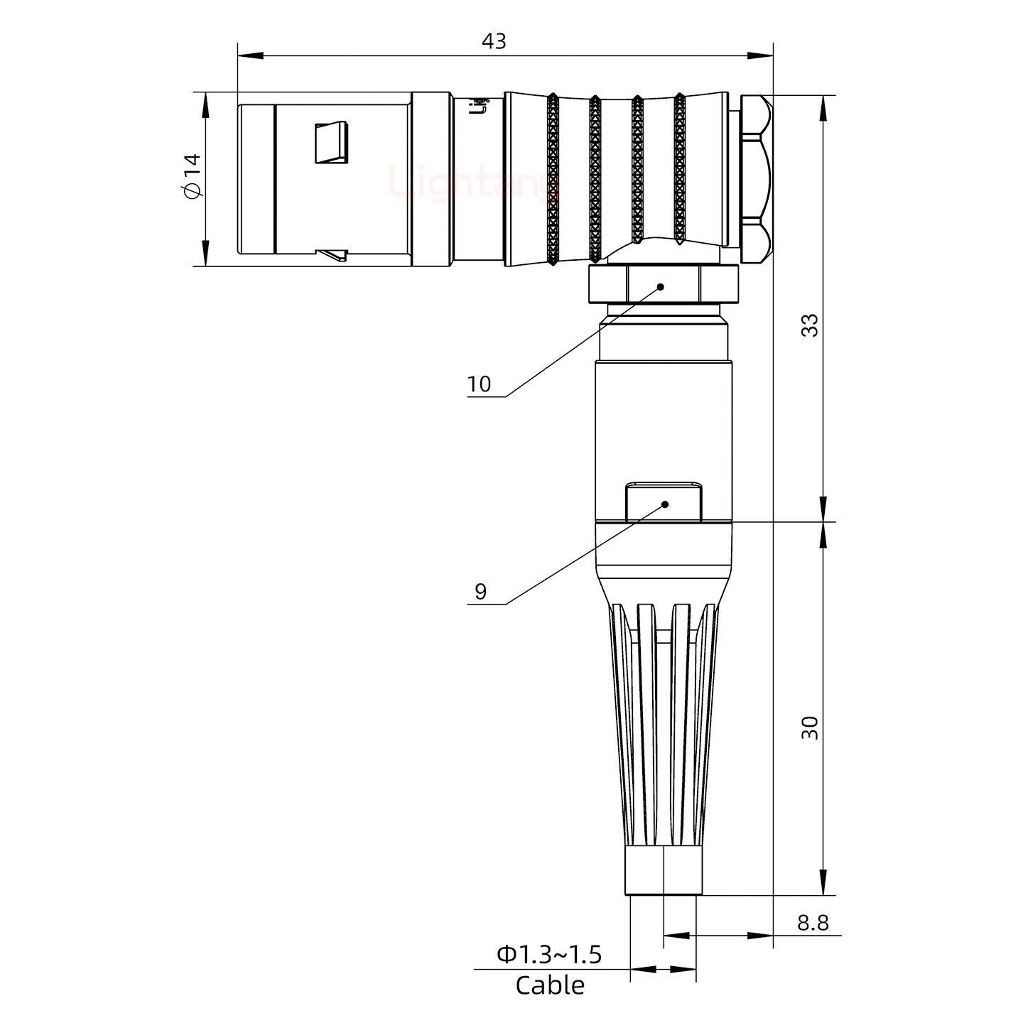 FHG.1K.008.CLAC15Z推拉自鎖帶護(hù)套彎式插頭