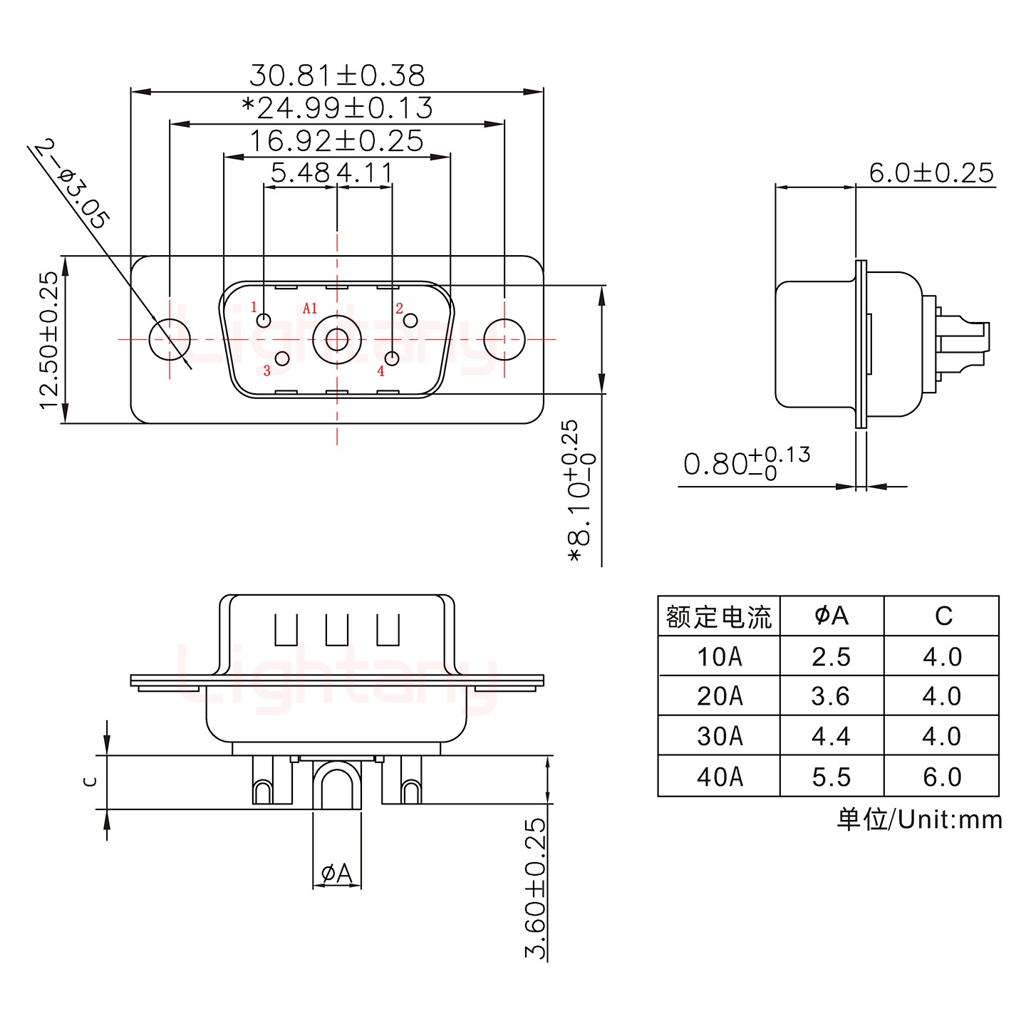 5W1公短體焊線(xiàn)20A+9P金屬外殼1707直出線(xiàn)4~12mm