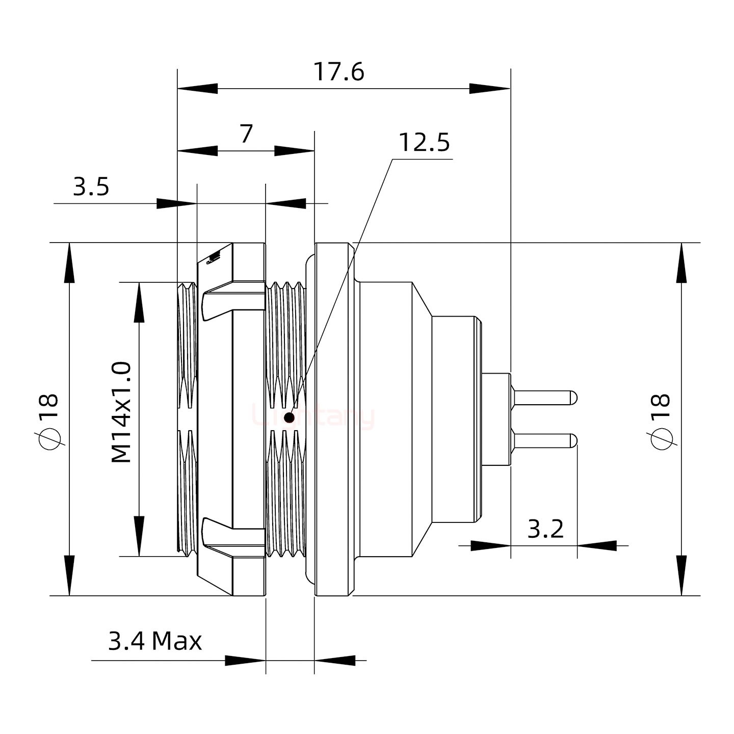 EEG.0K.007.CLN推拉自鎖前螺母插座 PCB直插板