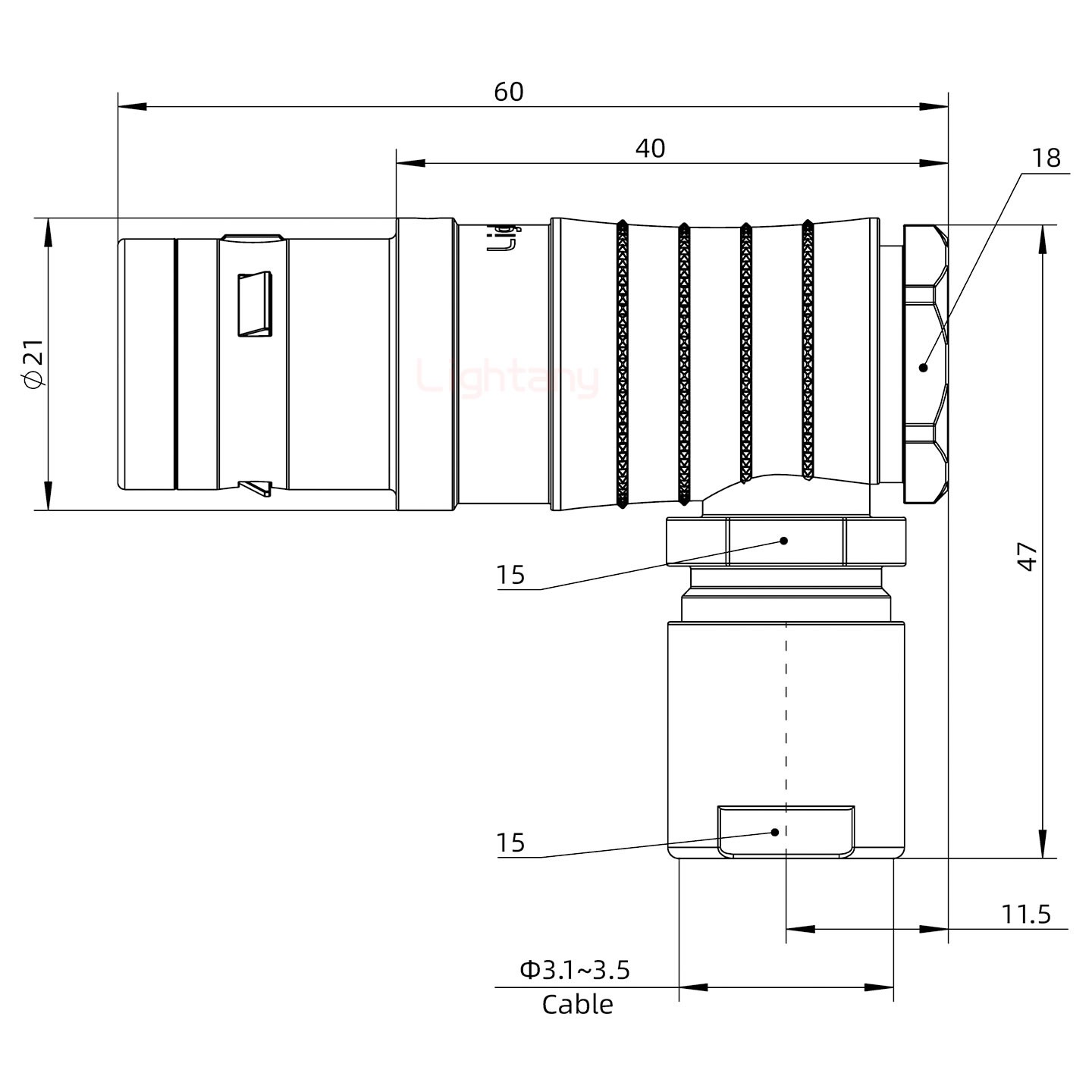 FHG.3K.004.CLAC35推拉自鎖彎式插頭