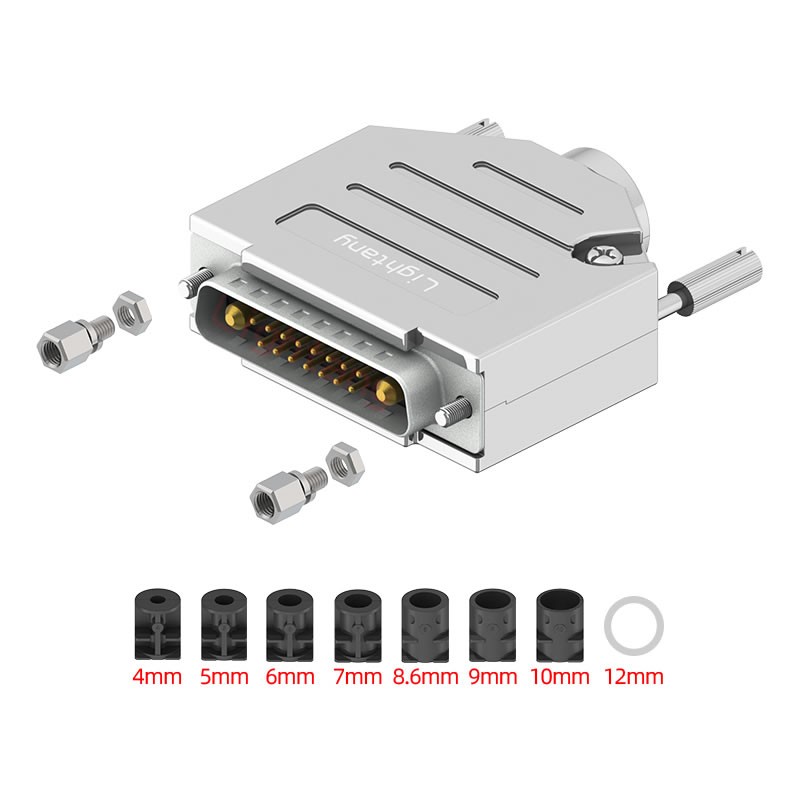 17W2公短體焊線20A+25P金屬外殼1015彎出線4~12mm